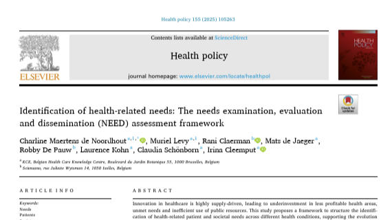 Nouvelle Publication dans Health Policy 