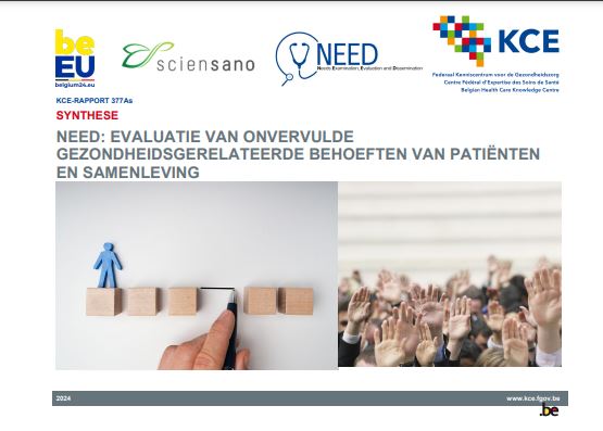 Publicatie van 4 NEED-rapporten over de beoordeling van de onvervulde behoeften van patiënten en de samenleving